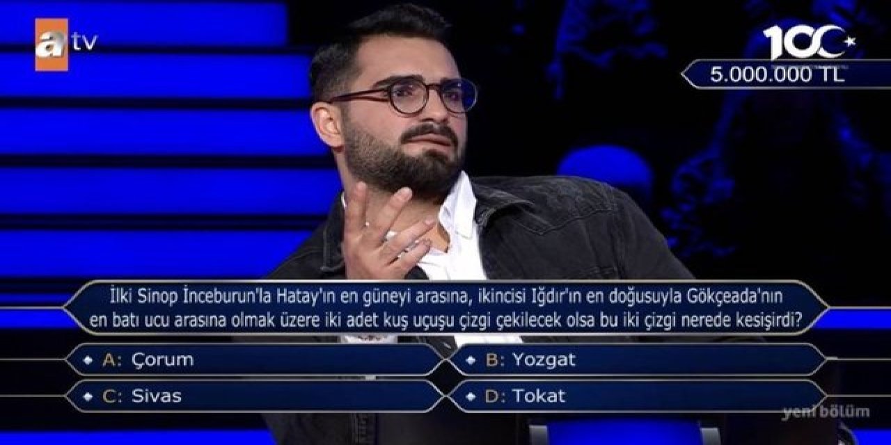 5 milyonluk soru açıldı: Doğru yanıtı veremeyen yarışmacı 50 bin lira kazandı
