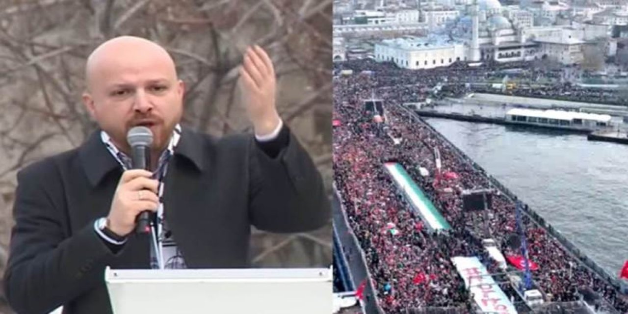 Galata Köprüsü'ndeki 'Gazze' mitinginde Bilal Erdoğan konuştu: 'Sermaye sahipleri ayağını denk alsın'
