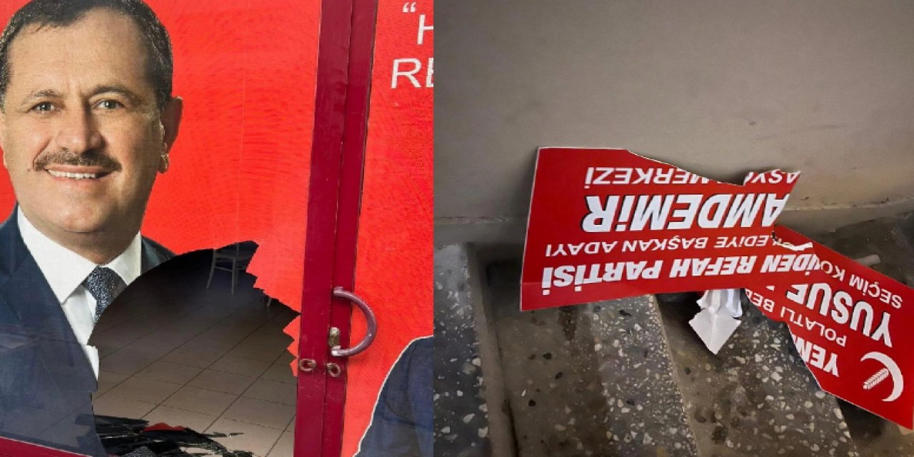 Ankara'da Yeniden Refah'ın seçim bürosunun saldırı! Camı kırarken yere düştü