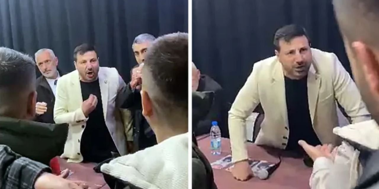 Yeniden Refah adayı Davut Güloğlu seçmene mikrofon fırlattı