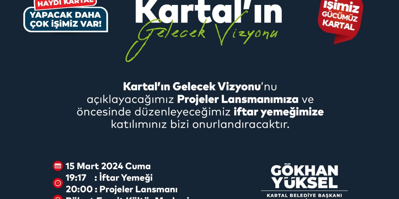 Başkan Yüksel Cumhuriyet’in İkinci Yüzyılında Kartal’ın Gelecek Vizyonunu Açıklayacak