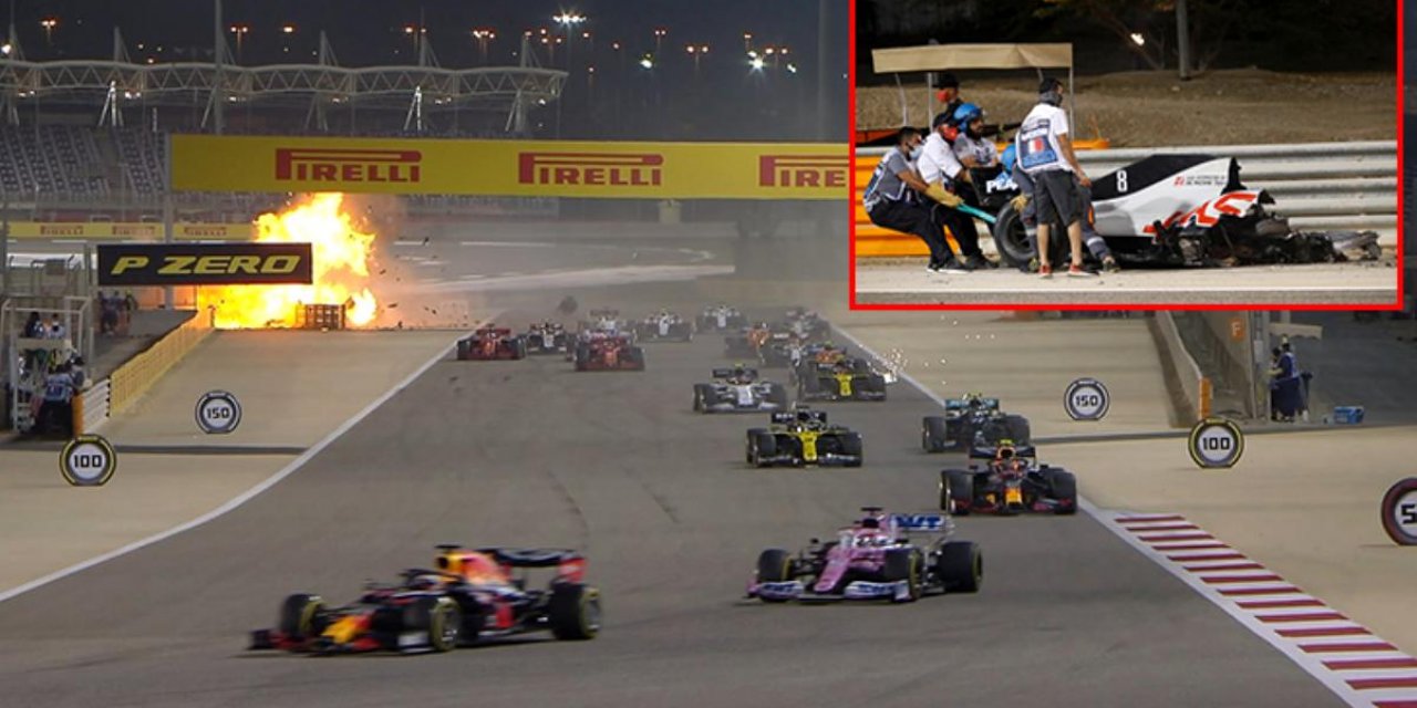 İşte Dünyanın konuştuğu kaza anı... Formula 1 pilotu alevlerin içinde kaldı!