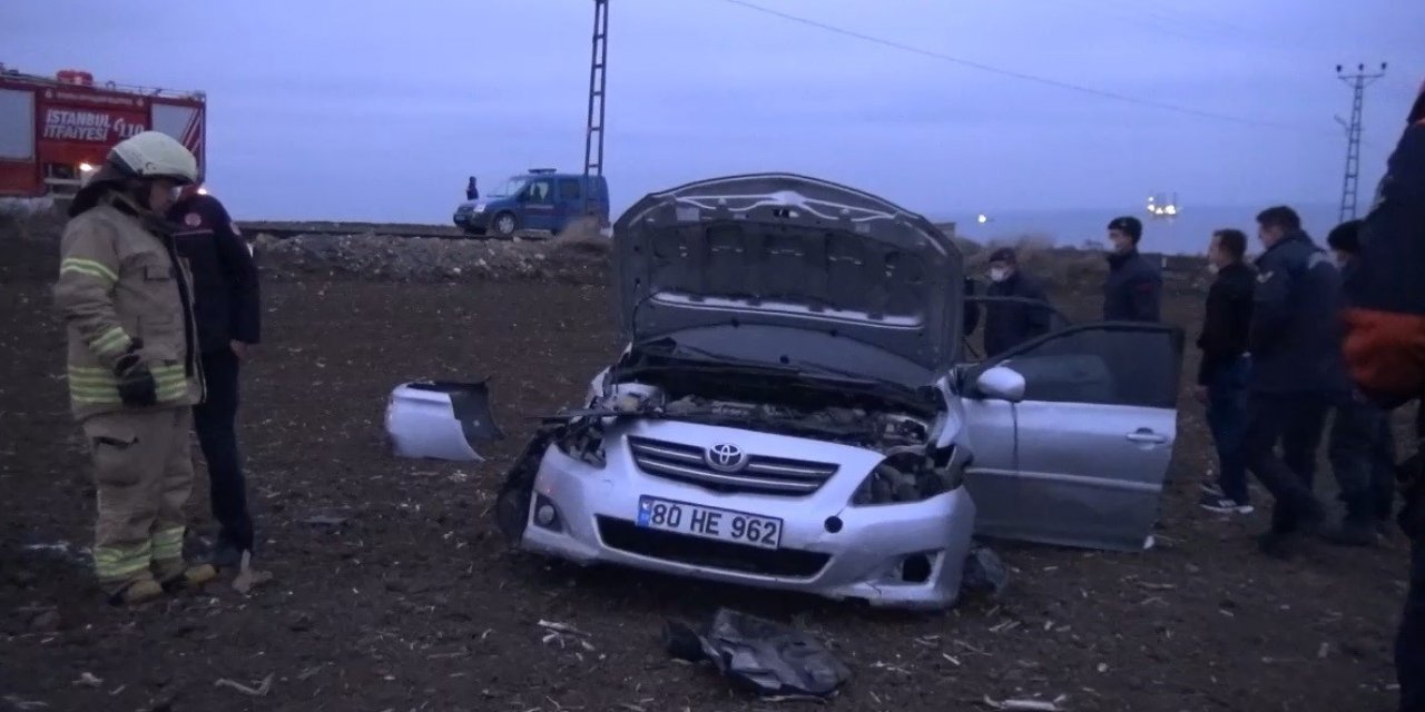 Silivri'de takla atan otomobilin sürücüsü yaralandı