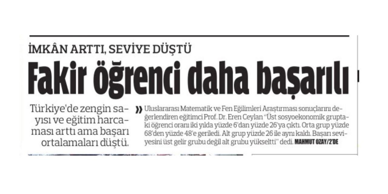 Yandaş gazete duyurdu: Fakir öğrenci daha başarılı