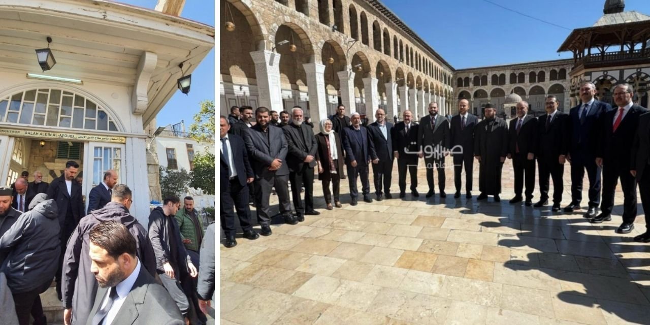 Bilal Erdoğan, onlarca araçlık konvoyla Şam'da Emevi Camisi'ne gitti