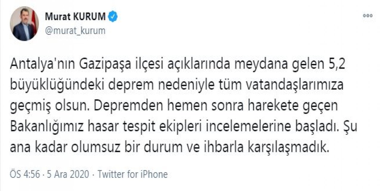 Bakan Kurum: Antalya'da hasar tespit ekipleri incelemelerine başladı
