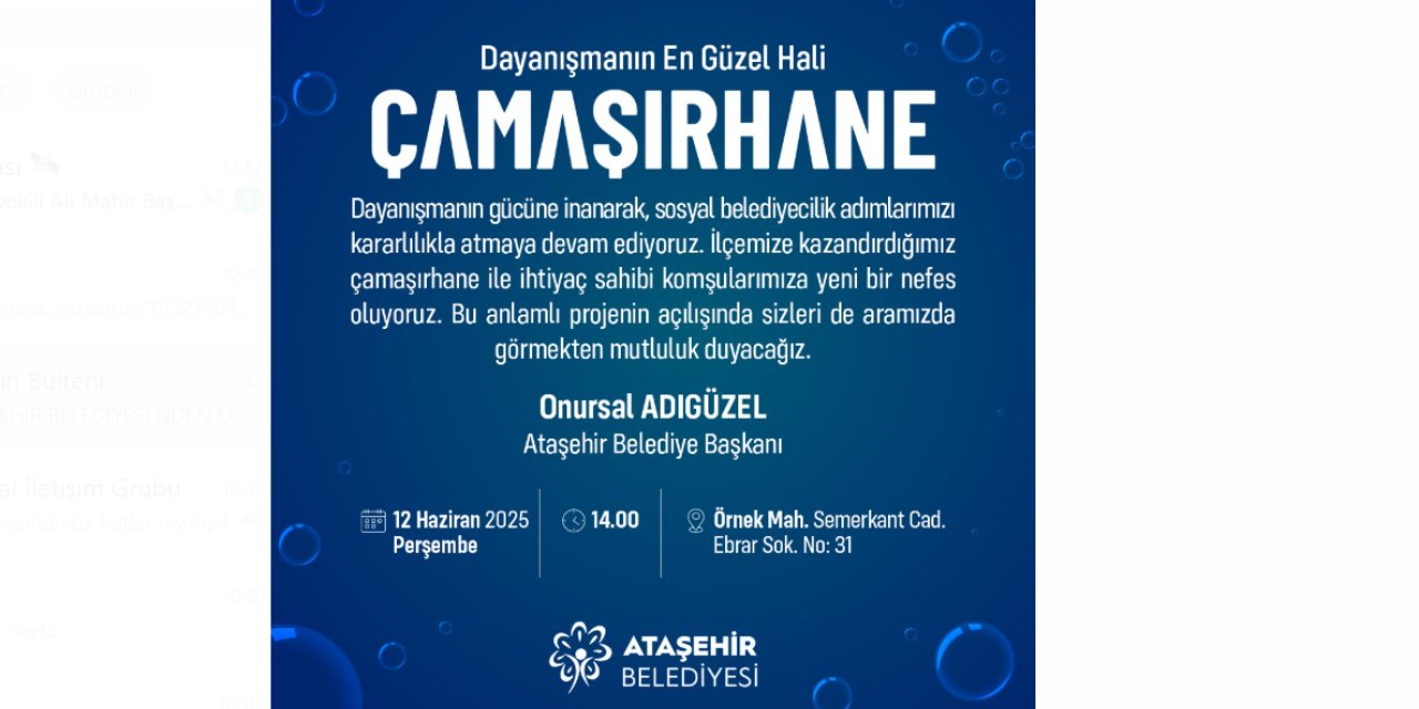 Ataşehir Belediyesi’nden Ücretsiz Çamaşırhane Hizmeti
