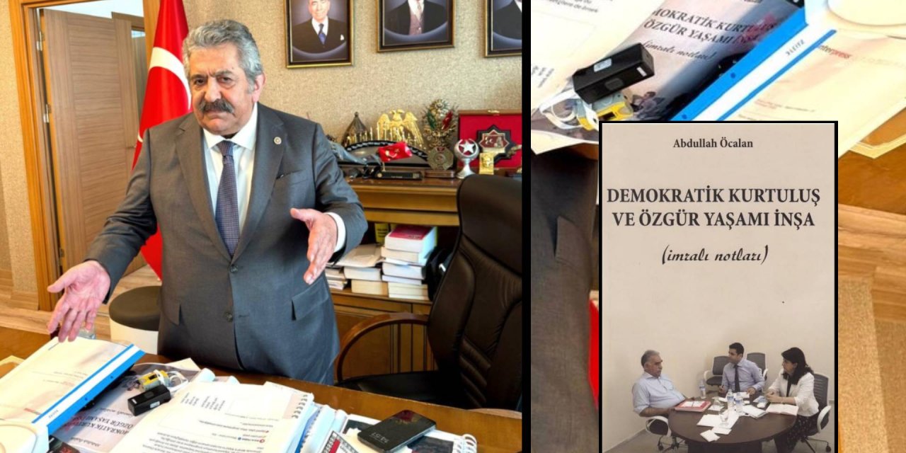 MHP'li Feti Yıldız'ın çalışma masası tartışma yarattı: Öcalan'ın 2016'da toplatılan "Demokratik Kurtuluş ve Özgür Yaşamı İnşa" kitabı var