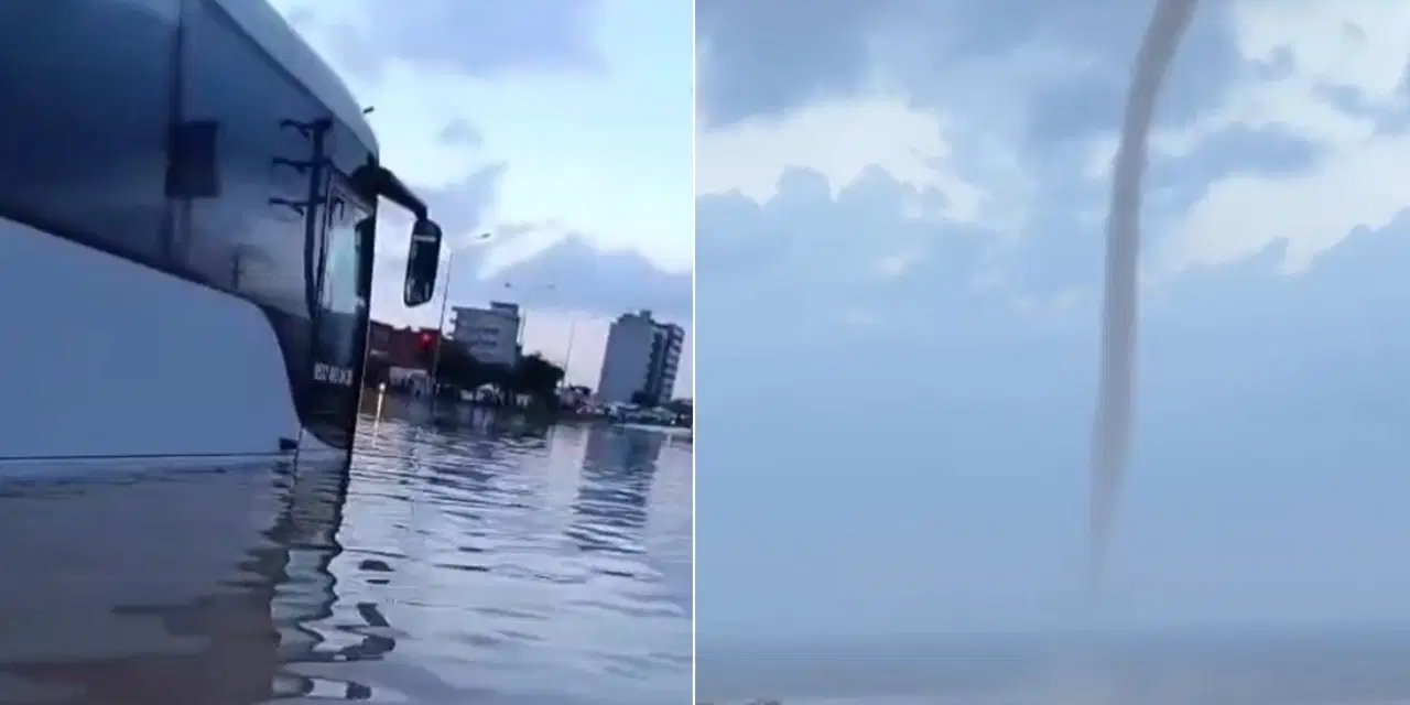 Hatay'ı sağanak vurdu: Otoyol çöktü, yolları su bastı, denizde hortum çıktı!