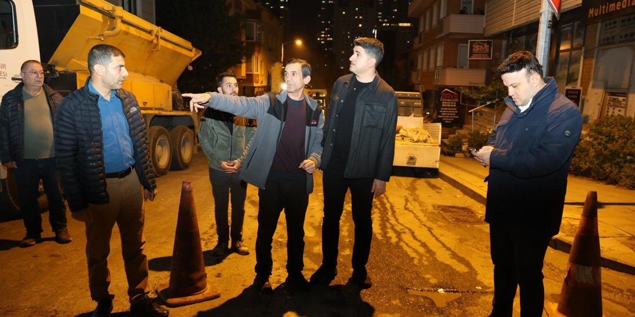 Başkan Adıgüzel’den Kayışdağı’nda Gece Mesaisi