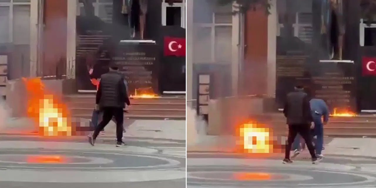 Zonguldak'ta bir yurttaş kaymakamlık önünde kendini yaktı!