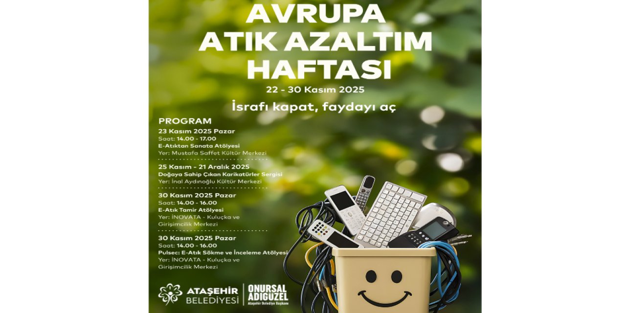 Ataşehir, Avrupa Atık Azaltım Haftası’nda Etkinliklerle Buluşuyor