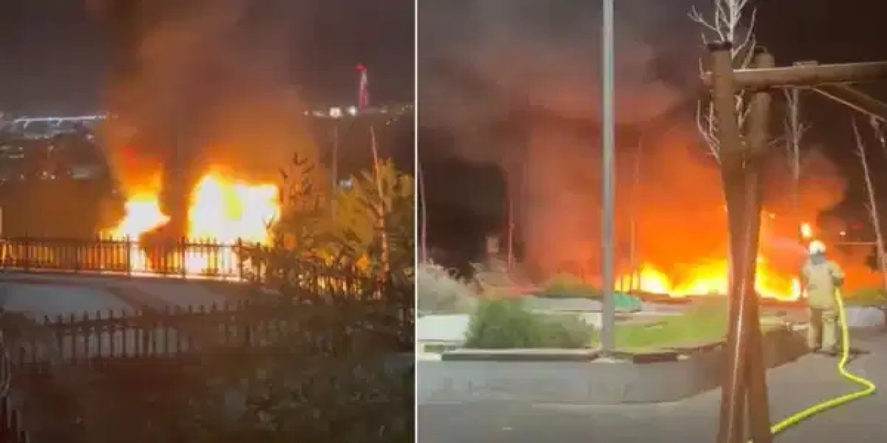İstanbul'da çocuk parkında yangın: Alev alev yandı!