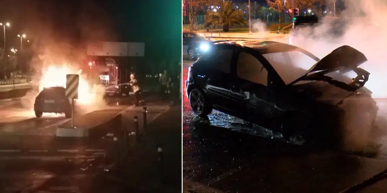 Maltepe'de seyir halindeki otomobil alev alev yandı