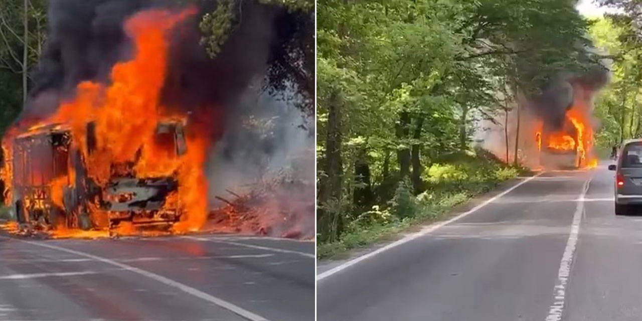 Sarıyer'de otobüs yangını: Yolcular tahliye edildi!