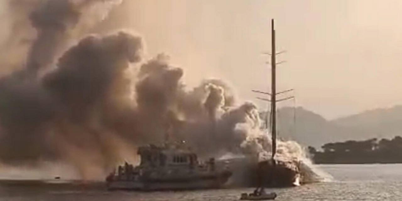 Göcek açıklarında tekne yanarak battı: Yolcular ve mürettebat tahliye edildi