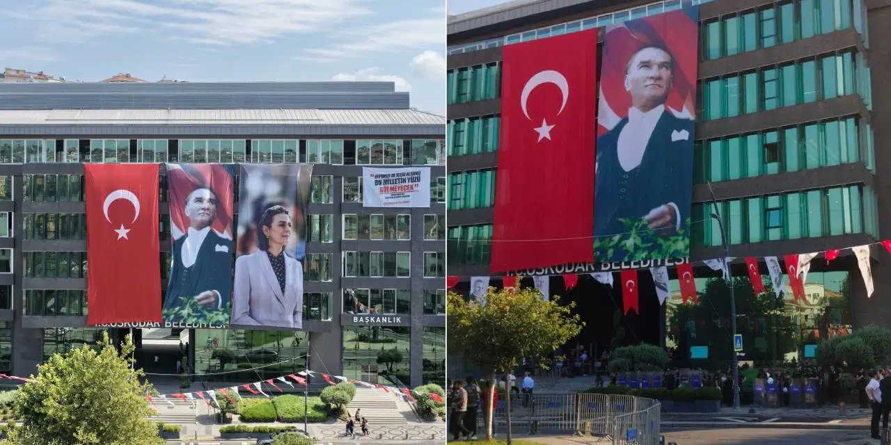 Üsküdar Belediye binasına asılan Sinem Dedetaş posteri indirildi