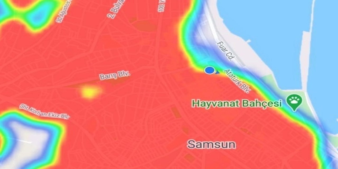 Haritanın tamamen kırmızı oluğu  Samsun'da kısıtlamayı ihlal eden 149 kişiye 404 bin lira ceza