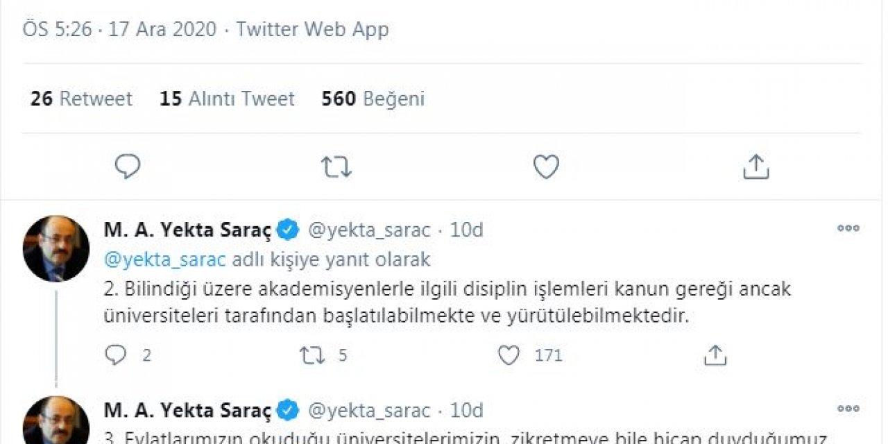 YÖK Başkanı Saraç: Üniversitelerimizle ilgili çok çirkin ifadeler kullanılması kabul edilemez