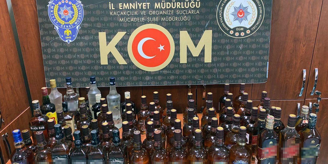 Adana'da 155 litre sahte, 206 şişe kaçak içki ele geçirildi
