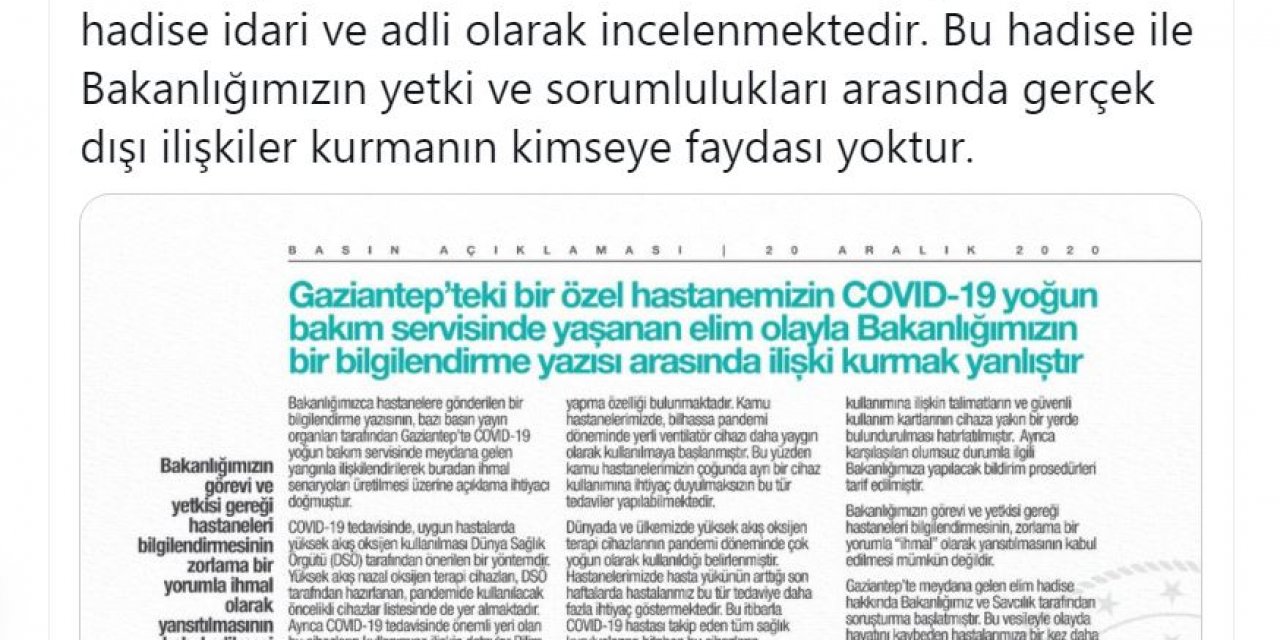 Bakan Koca: Hastaneleri bilgilendirmenin 'ihmal' olarak yansıtılması kabul edilemez