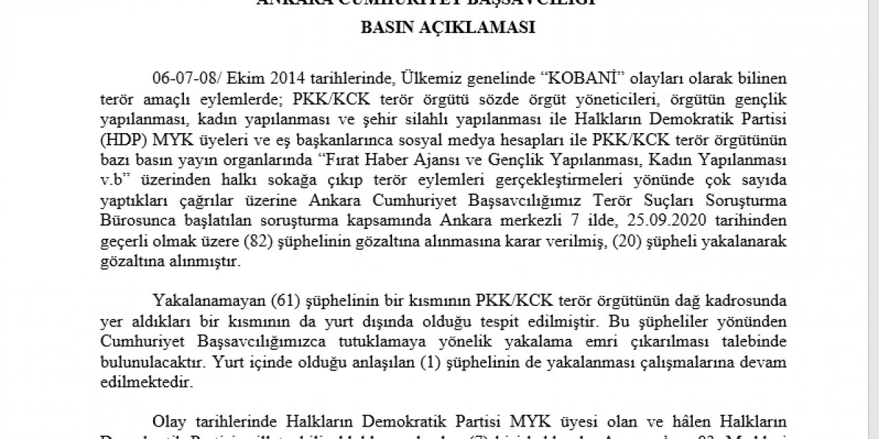 Ankara Cumhuriyet Başsavcılığı 7 HDP milletvekili hakkında fezleke düzenlenecek