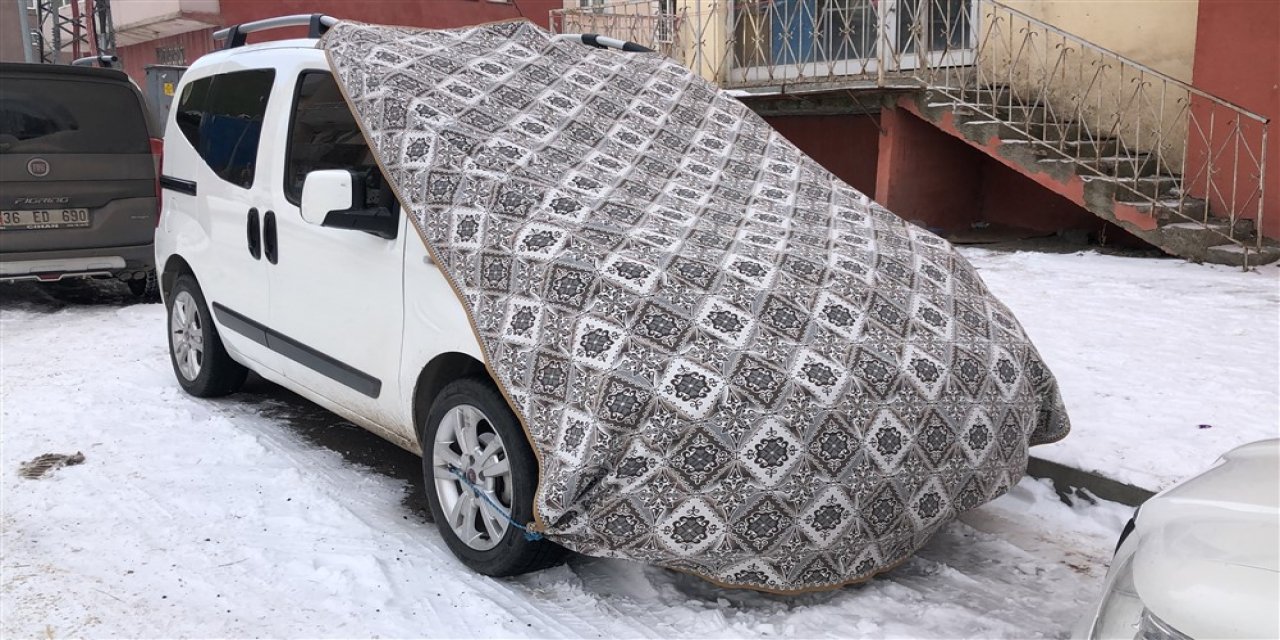 Doğu'da soğuk etkili oluyor; otomobillere battaniyeli önlem