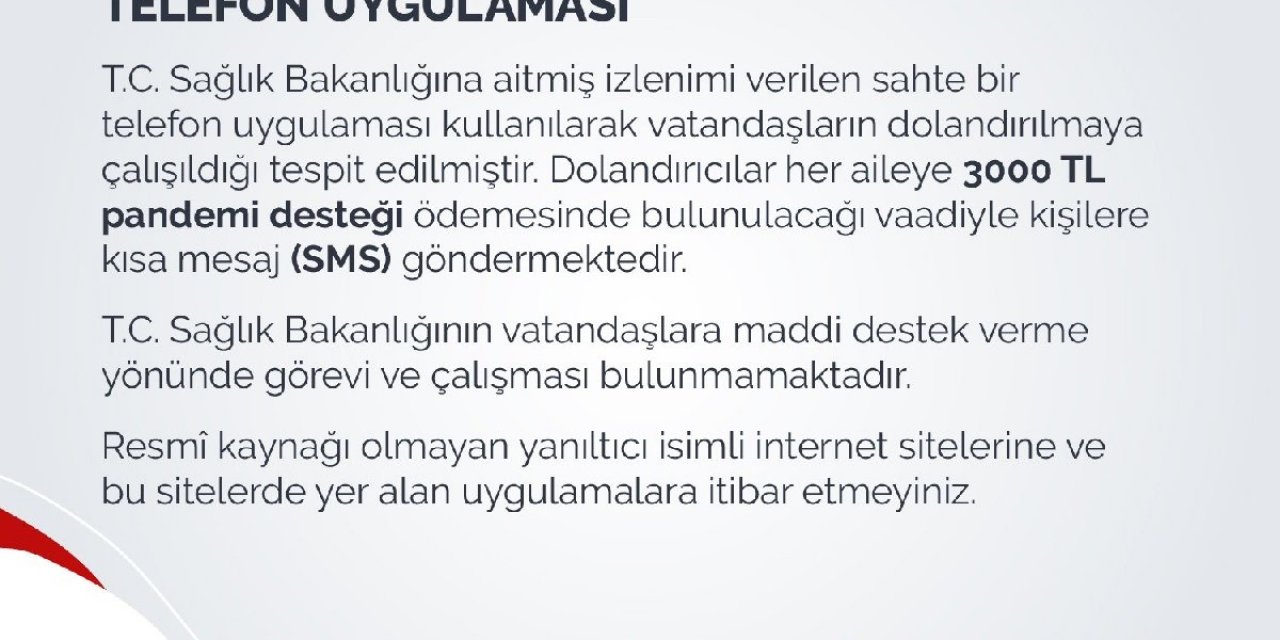 Sağlık Bakanlığı'ndan "sahte telefon uygulamasıyla dolandırıcılık" uyarısı
