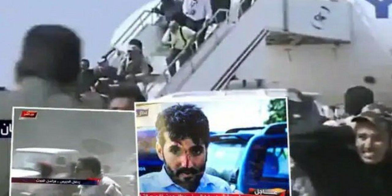 Adım attıkları anda kabusu yaşadılar... Yemen'de havalimanında patlama! Korku dolu anlar kamerada...