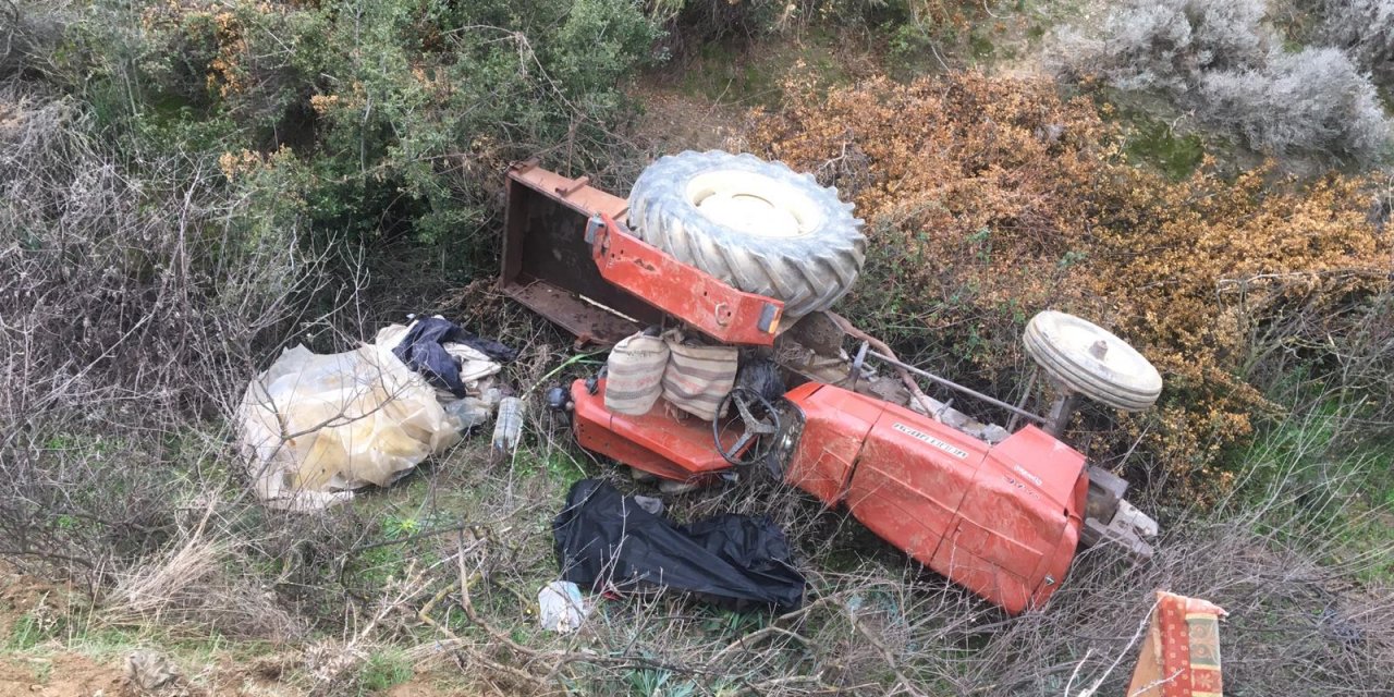 Uçuruma yuvarlanan traktörün sürücüsü öldü