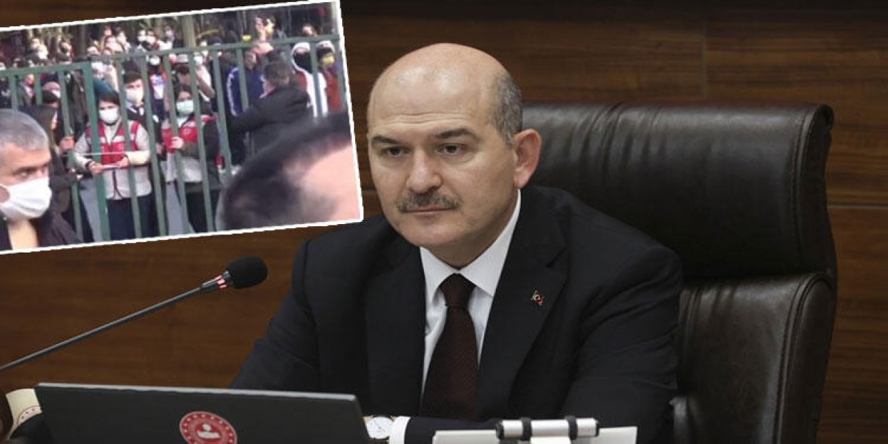 Süleyman Soylu'dan "kelepçe" açıklaması! "Polisimiz, kırılan kapıyı güvenlik için plastik malzemeler ile tutturdu"