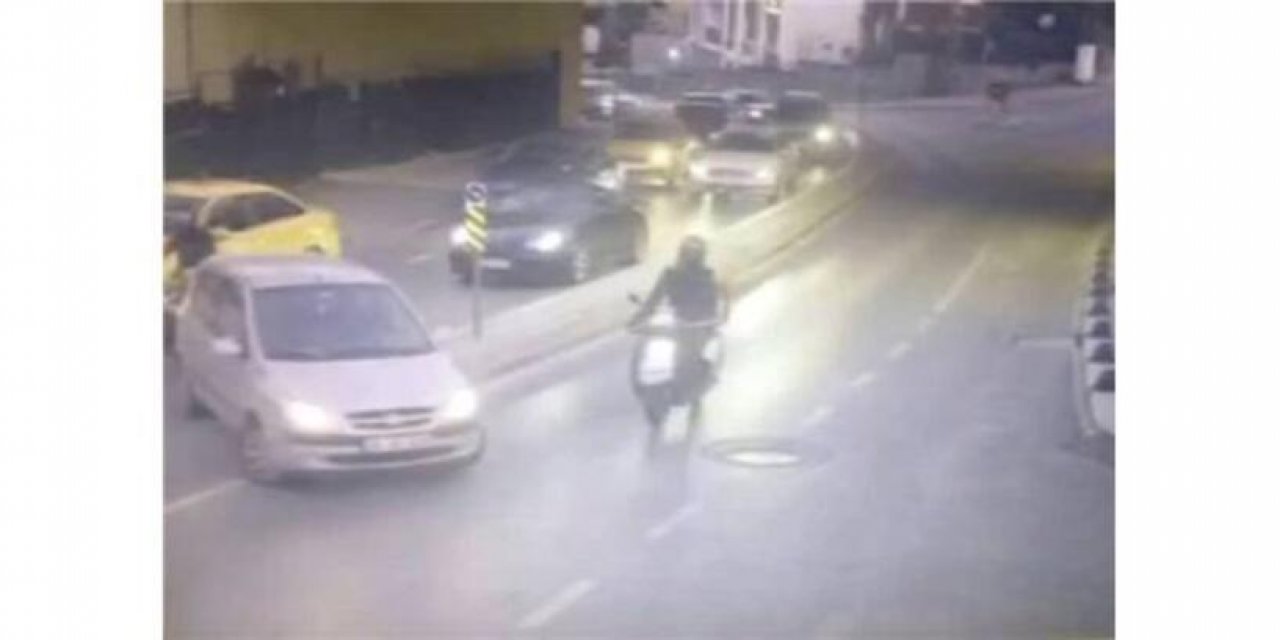 Edirne'de motosiklet sürücüsünün takla attığı kaza güvenlik kamerasına yansıdı