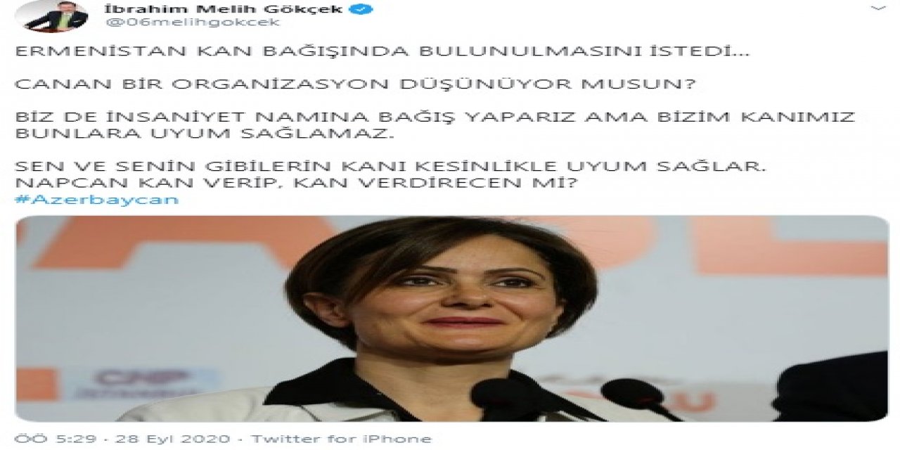 Melih Gökçek'ten Canan Kaftancıoğlu'na çirkin paylaşım