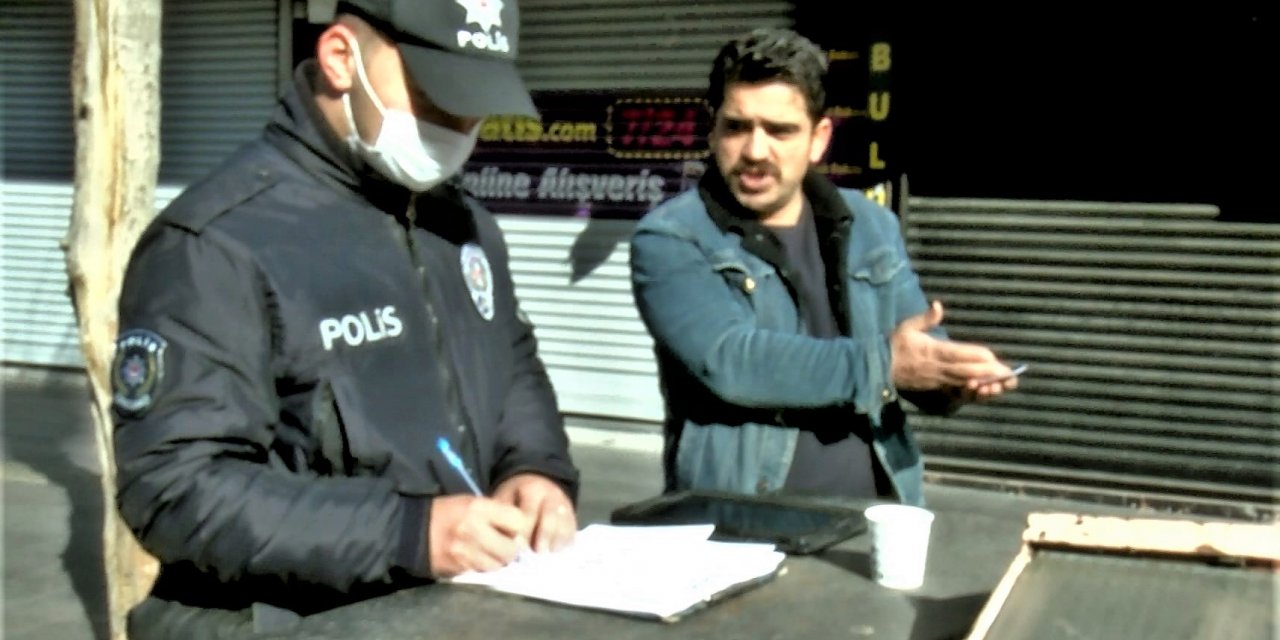 Diyarbakır'da kısıtlamayı ihlal eden, maskesiz ve kimliksiz kişi, polisle tartıştı