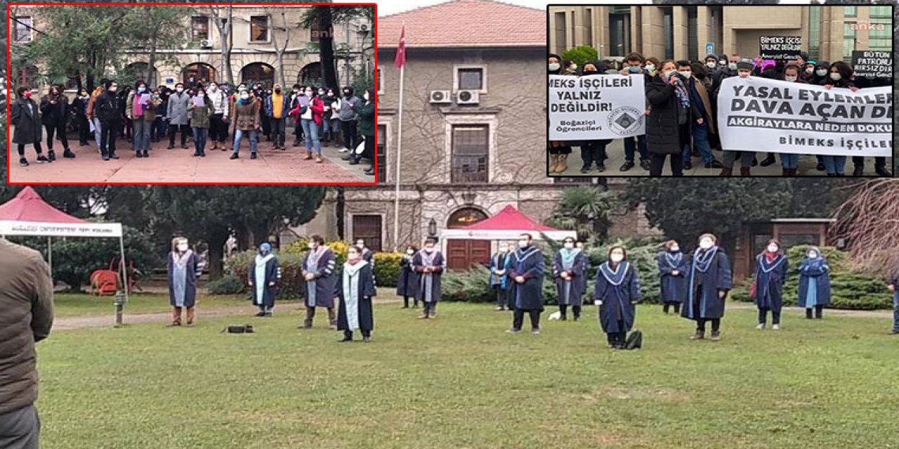 Boğaziçi'nde direniş tam gaz! Bu kez Rektörlük binasına arkalarını dönüp türküyle seslendiler...
