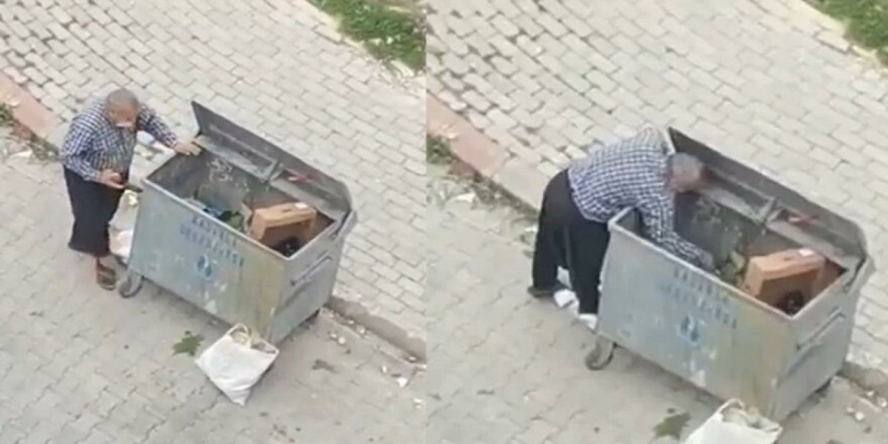 AKP bu görüntüyü bile polemik konusu yaptı! Çöpten yiyecek toplayan vatandaş için "Eski eşya topluyor" dedi!