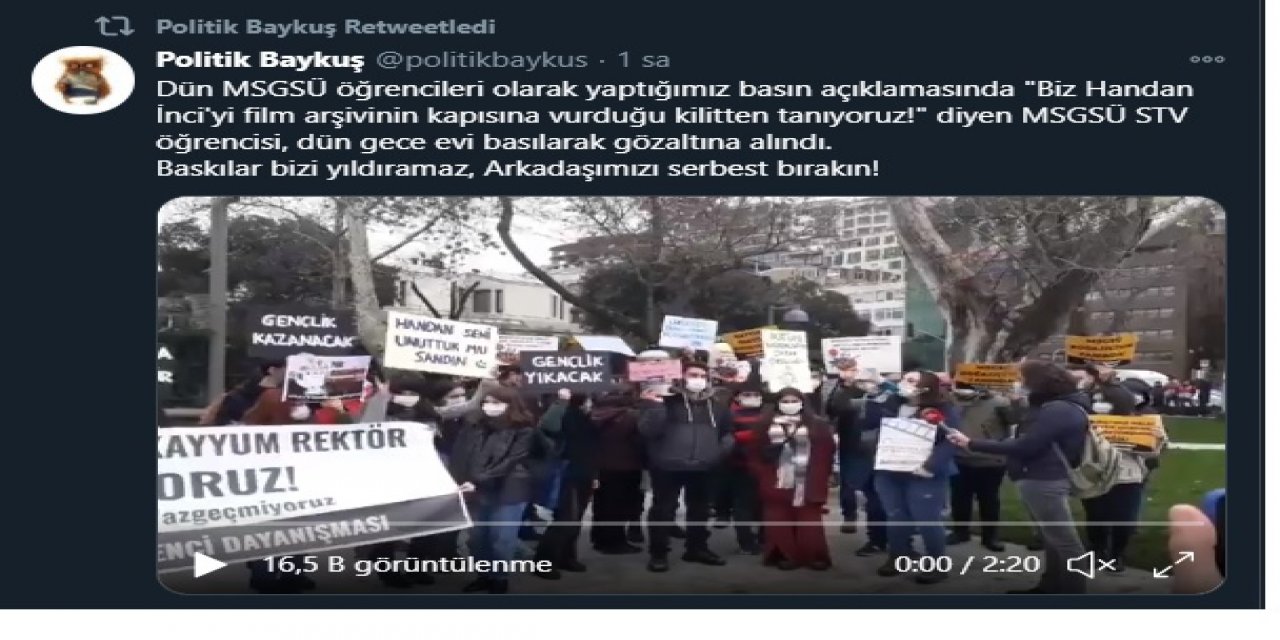 "Biz Handan İnci'yi film arşivinin kapısına vurduğu kilitten tanıyoruz!" dedi: Evi basılan Mimar Sinan Üniversitesi öğrencisi gözaltına alındı!