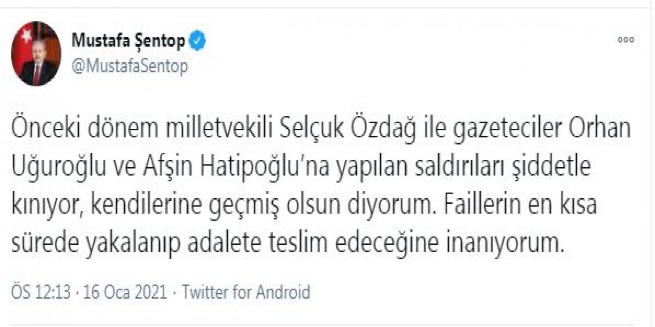 TBMM Başkanı Şentop, Selçuk Özdağ'a saldırıyı kınadı