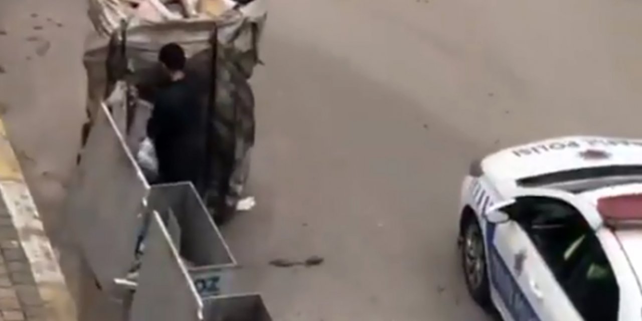 Trafik polisleri, kumanyalarını kağıt toplayıcısına verdi
