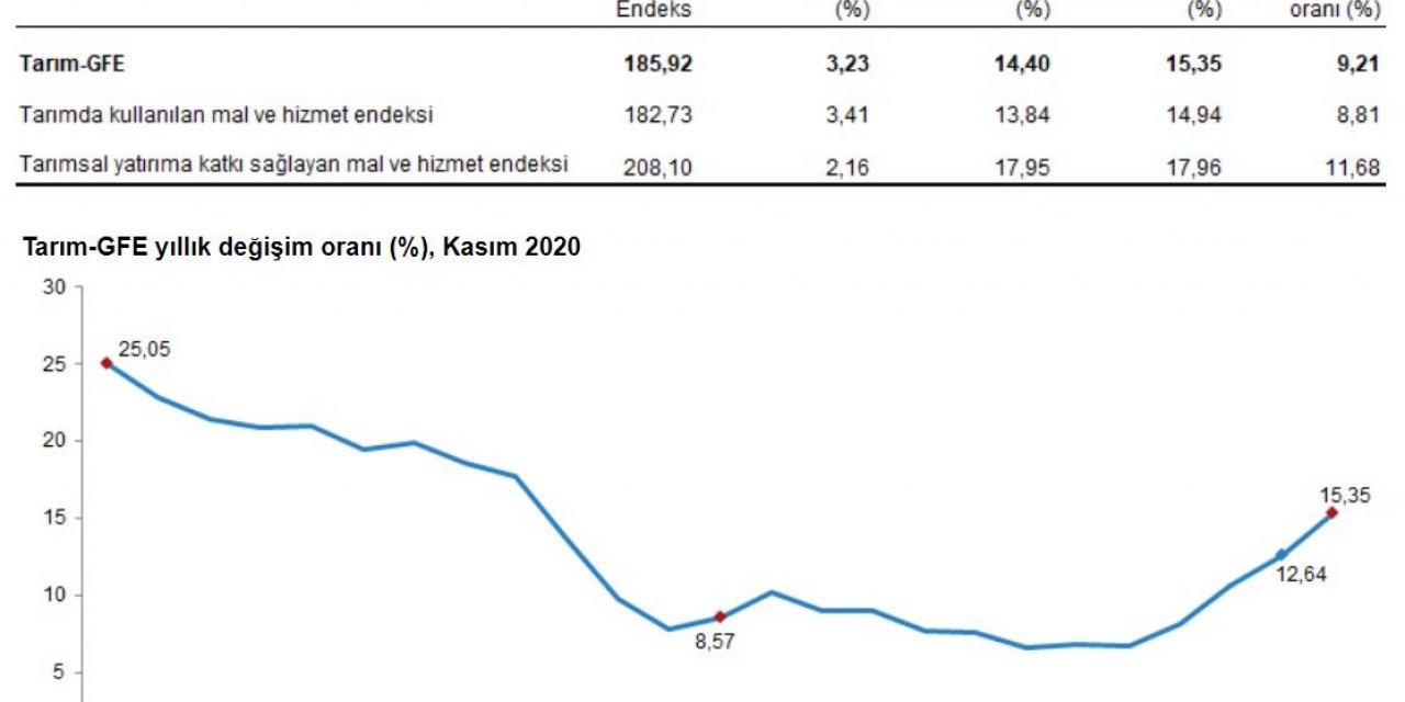 TÜİK - Tarımsal girdi fiyatları Kasım'da aylık yüzde 3.23 arttı