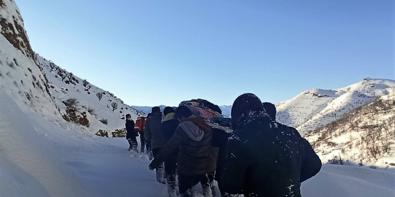 5 kilometre omuzlarda ve kızağa çevrilen sedyede taşınarak kurtarıldı
