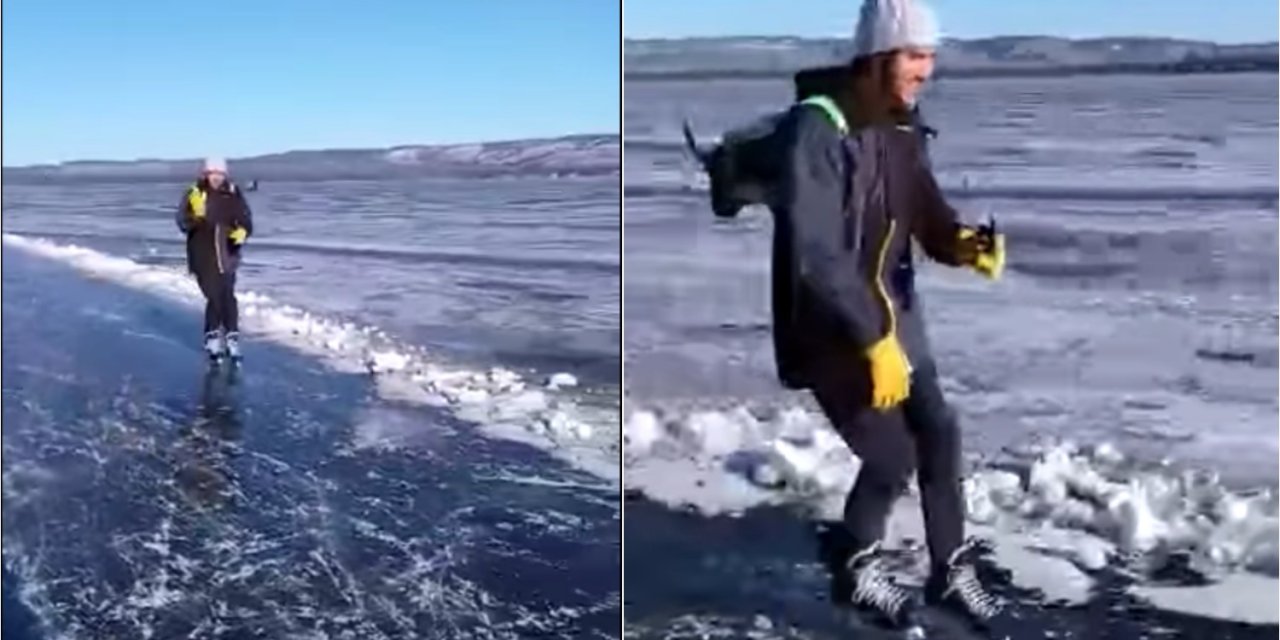Kanadalı mucit, motorlu sırt çantasıyla kayarken görüntülendi