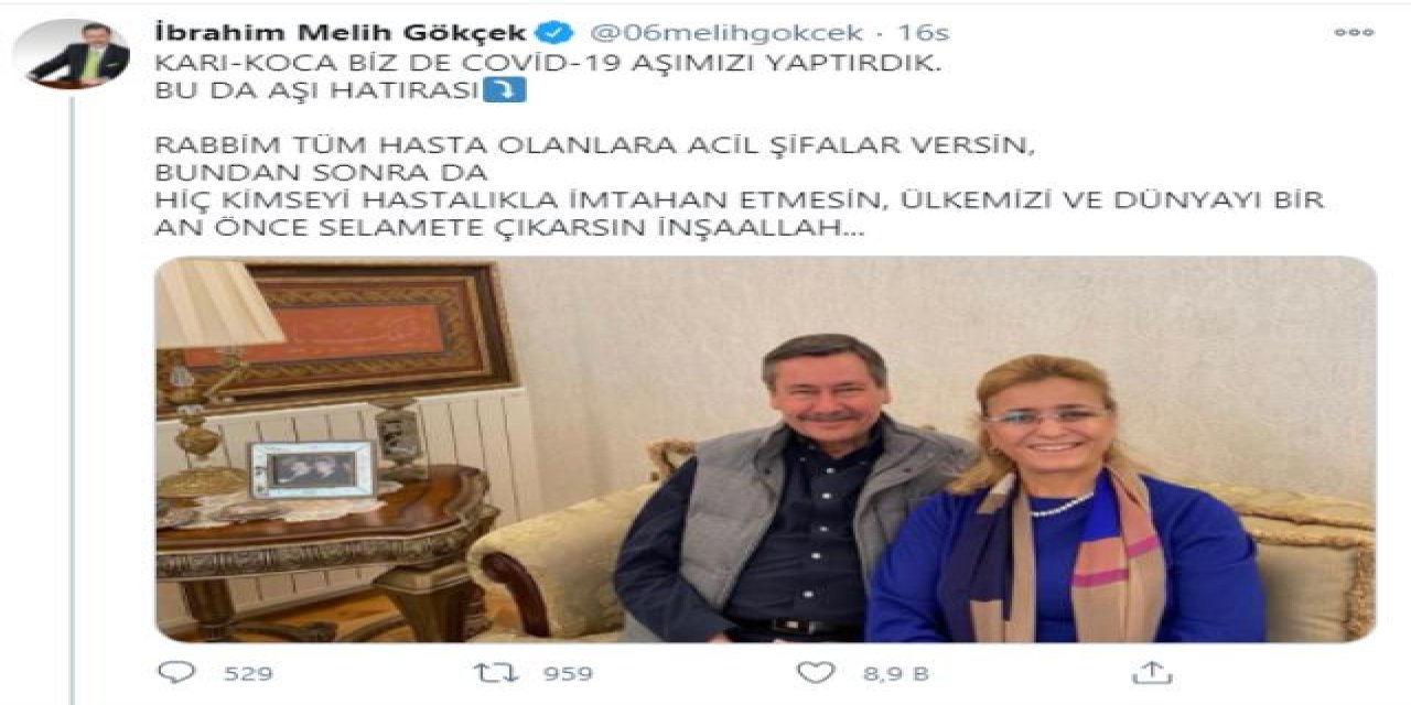 Melih Gökçek erken  aşı açıklaması yaptı; kayınvalidem 105 yaşında ....