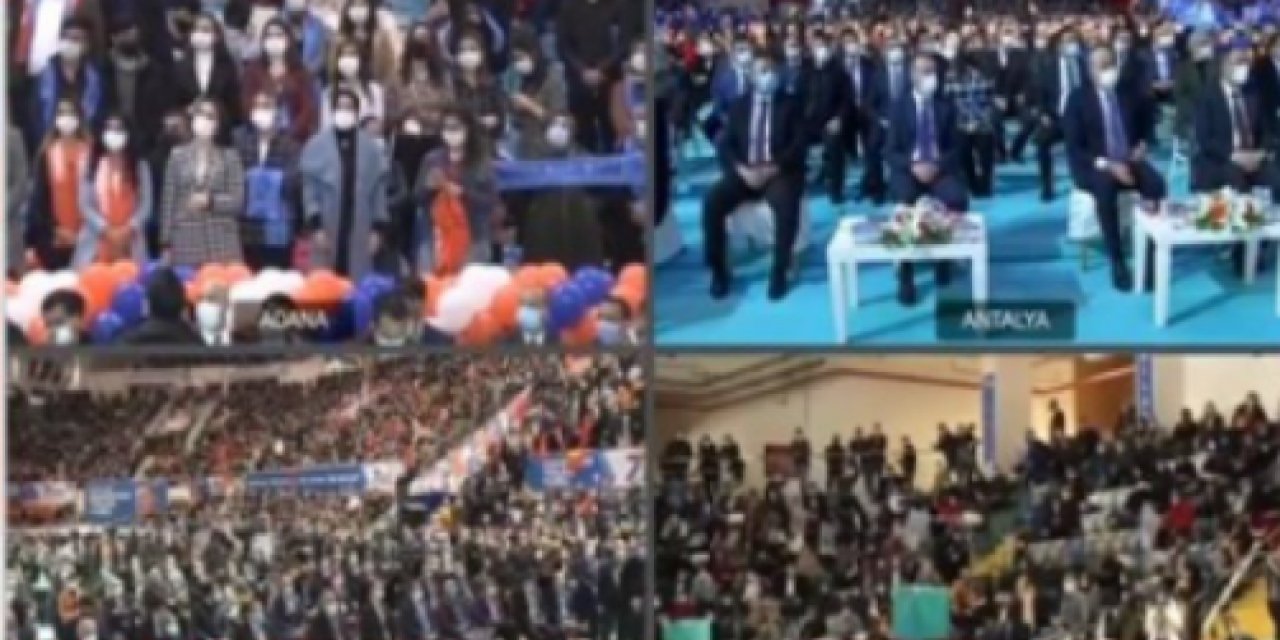 Yasaklar hiçe sayıldı! Salonlar tıklım tıklım doldu ama... Erdoğan, AKP kongresinde salgın yasaklarını çiğneyenlere teşekkür etti!