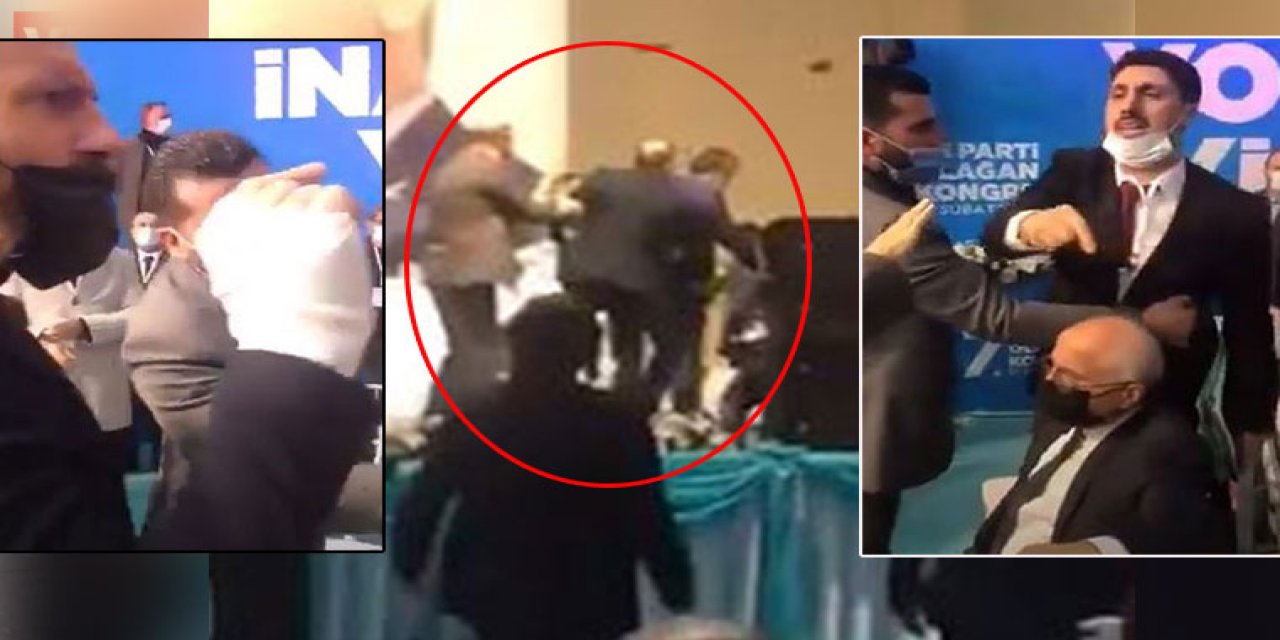 AKP kongresinde tekmeler, yumruklar havada uçuştu! Çift liste kavgası...