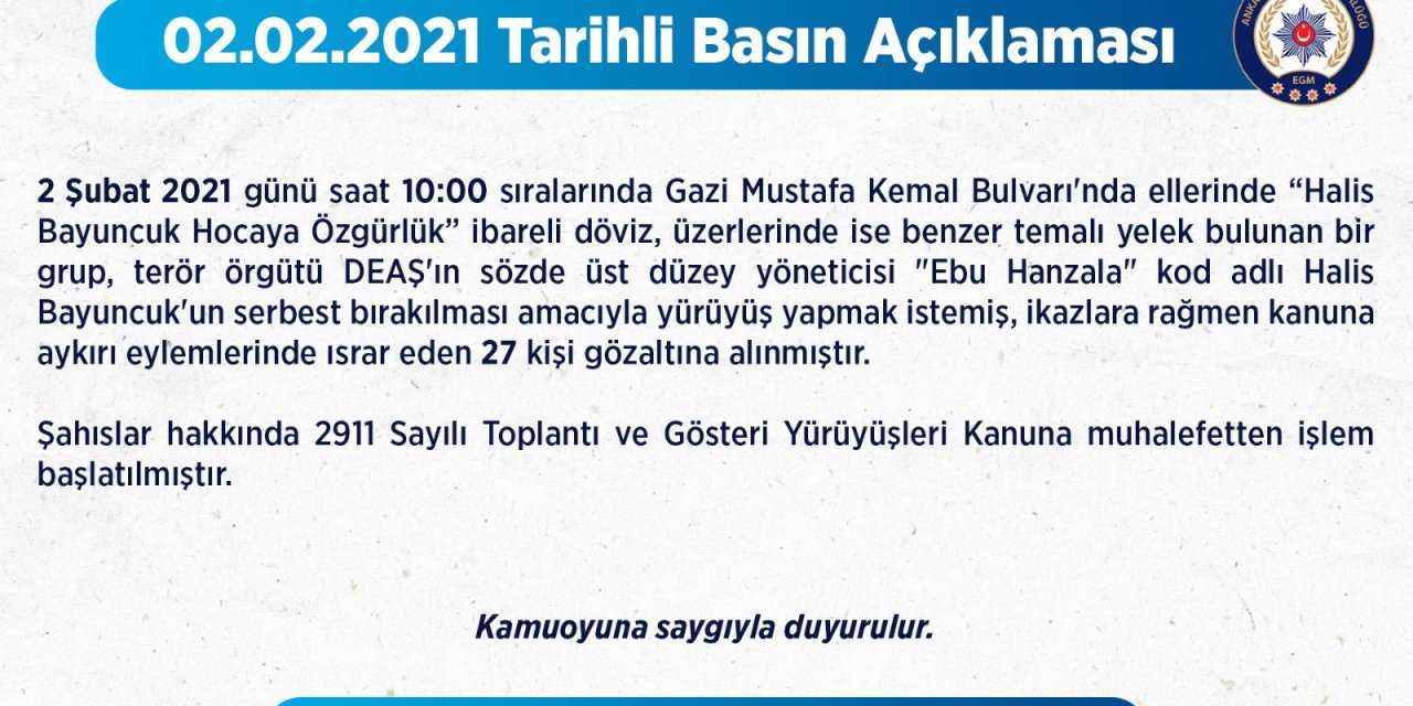 Ankara'da DEAŞ destekçisi 27 kişi gözaltına alındı