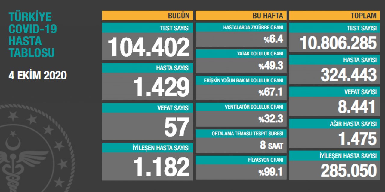 Türkiye'de koronavirüsten ölenlerin sayısı 8 bin 441'e yükseldi