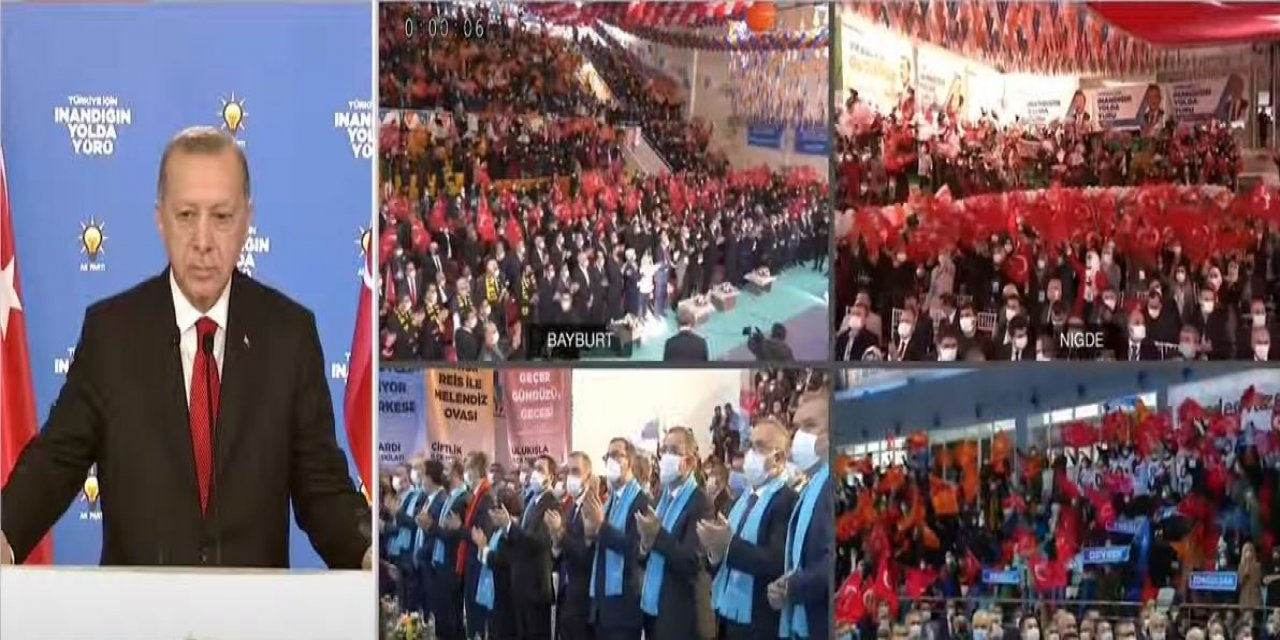 Hıncahınç salonlarda "sosyal mesafe" yok...   AKP Kongresinde pandemi kuralları hiçe sayıldı!