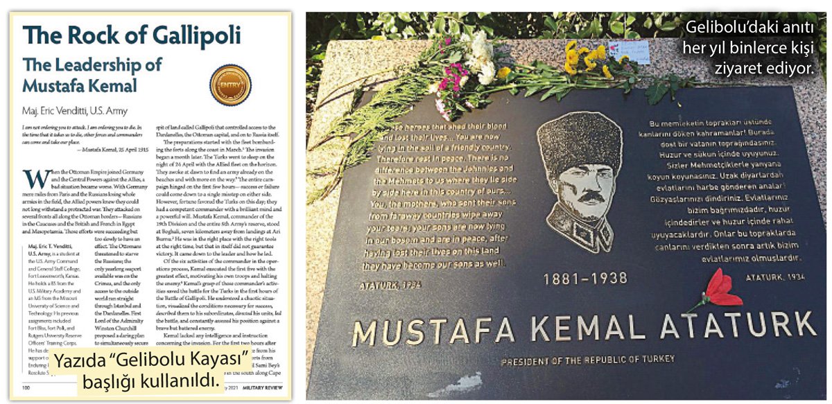 ABD  askeri dergisinden Atatürk'e övgü: Gelibolu kayası, parlak zeka ve kuvvetli irade...