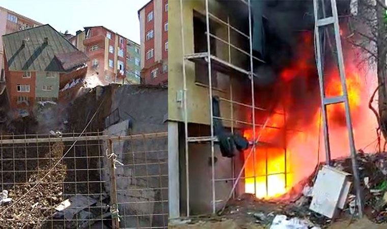 İki yıl önce bina çökmüştü... Bugün aynı yerde yangın çıktı